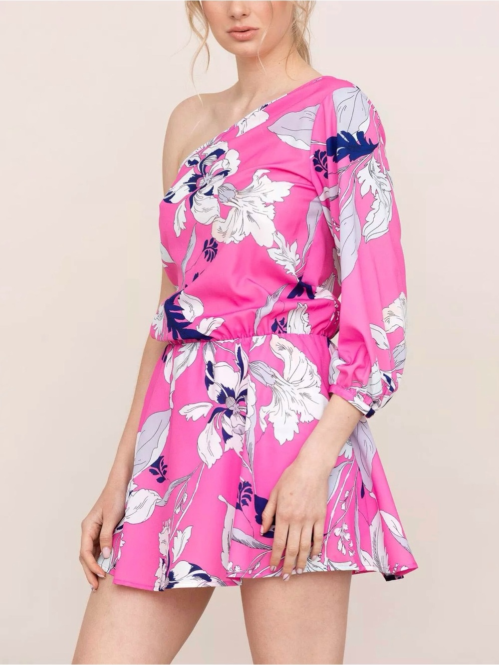 NWT YUMI KIM Dress One Shoulder Pink Floral Large New